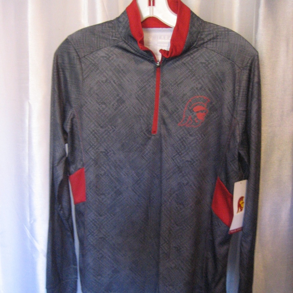 Trojan Apparel Pull Over Front Zipper Shirt Sz L